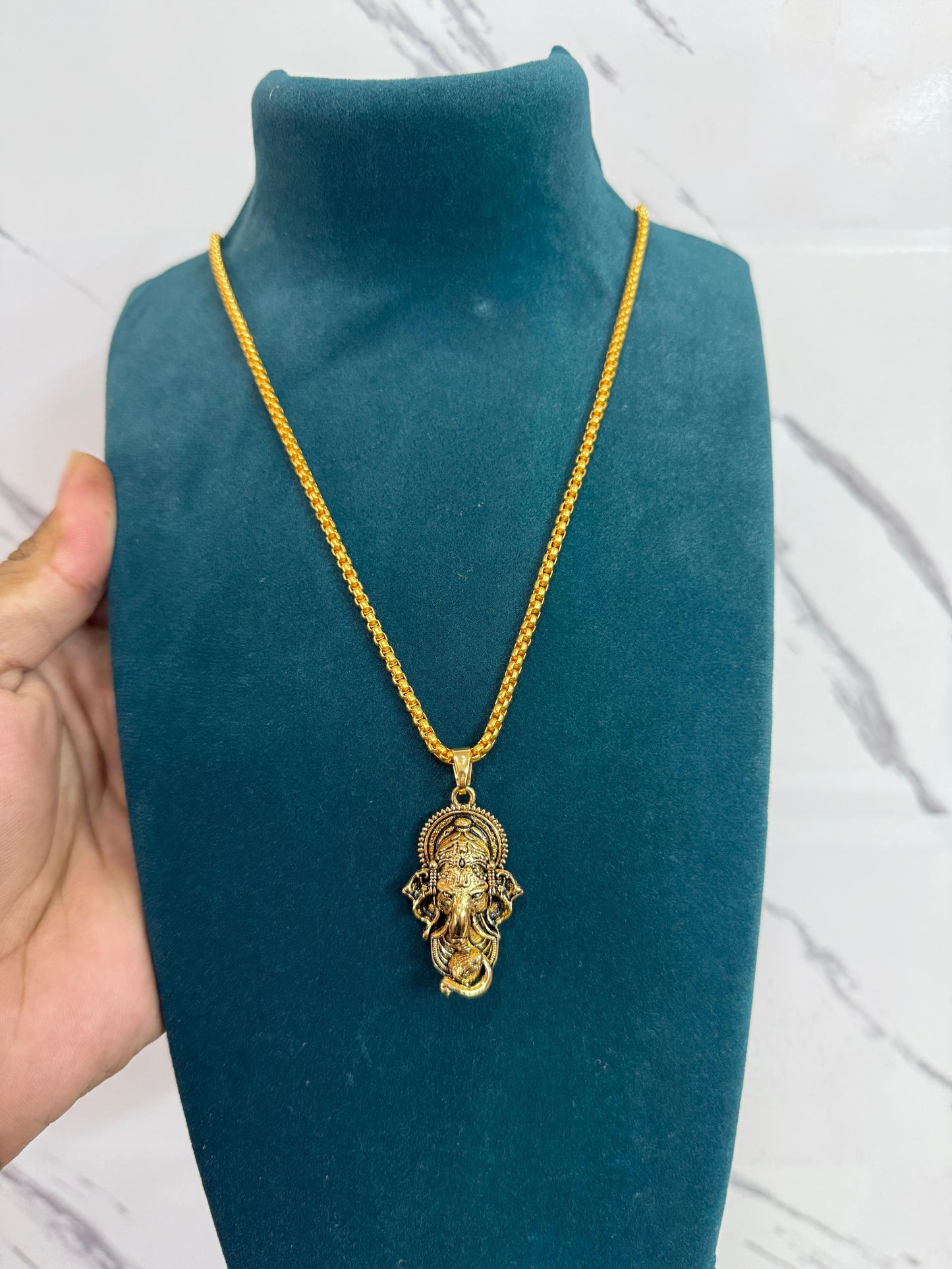Ganesha Pendant With Snake Chain